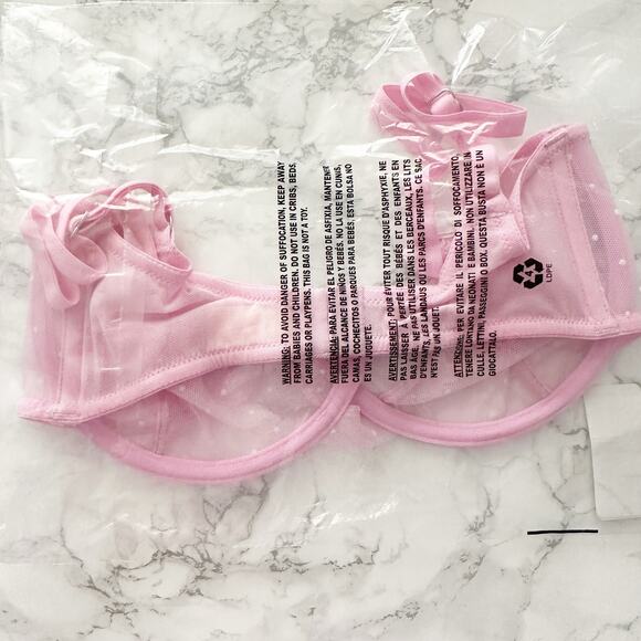 Scarlett Gasque Sheer Pink Polkadot Bra women’s size 34DD NEW - Picture 6 of 6